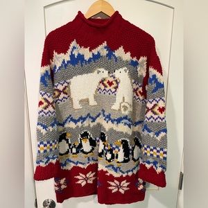 Hand knit Metropolitan Vintage Wool Christmas Sweater Medium